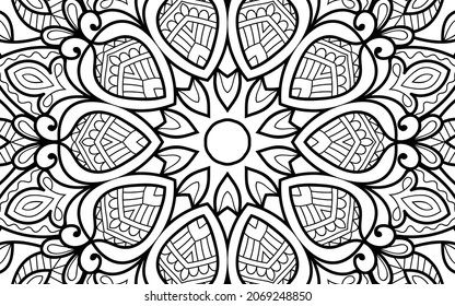 página decorativa Mandala página zen diseño maraña página de libro de colorear para adultos modelo de ilustración vectorial Vintage, patrón, decorativo, elementos, Henna, Mehndi.