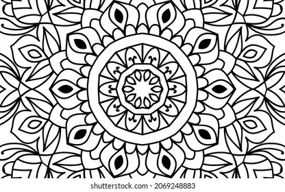 Decorative Mandala page zen tangle design colouring book page for adults vector illustration template Vintage, pattern, decorative, elements, Henna, Mehndi.