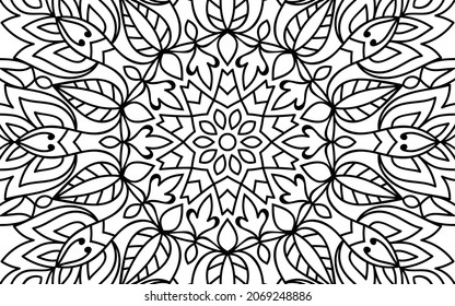 Decorative Mandala page zen tangle design colouring book page for adults vector illustration template Vintage, pattern, decorative, elements, Henna, Mehndi.