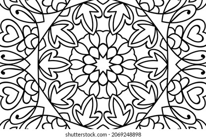 página decorativa Mandala página zen diseño maraña página de libro de colorear para adultos modelo de ilustración vectorial Vintage, patrón, decorativo, elementos, Henna, Mehndi.