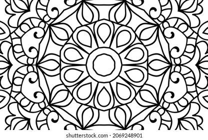 página decorativa Mandala página zen diseño maraña página de libro de colorear para adultos modelo de ilustración vectorial Vintage, patrón, decorativo, elementos, Henna, Mehndi.