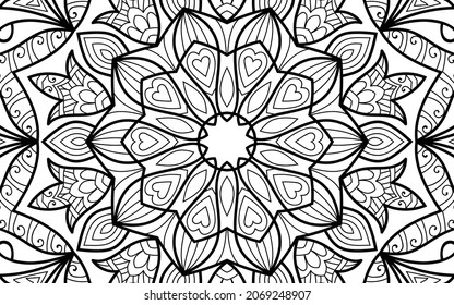 Decorative Mandala page zen tangle design colouring book page for adults vector illustration template Vintage, pattern, decorative, elements, Henna, Mehndi.
