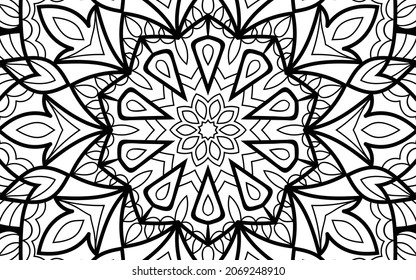 Dekorative Mandala Seite Zen tangle Design Farbbuchseite für Erwachsene Vektorgrafik Vorlage Vintage, Muster, Dekoration, Elemente, Henna, Mehndi.