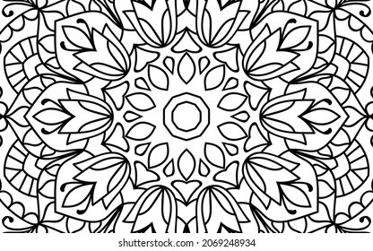 Decorative Mandala page zen tangle design colouring book page for adults vector illustration template Vintage, pattern, decorative, elements, Henna, Mehndi.