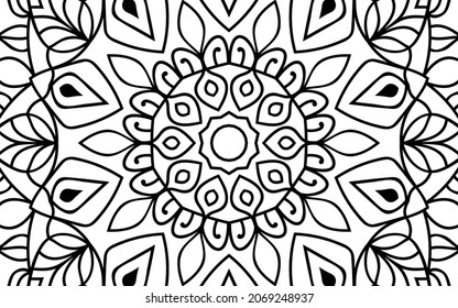 Decorative Mandala page zen tangle design colouring book page for adults vector illustration template Vintage, pattern, decorative, elements, Henna, Mehndi.
