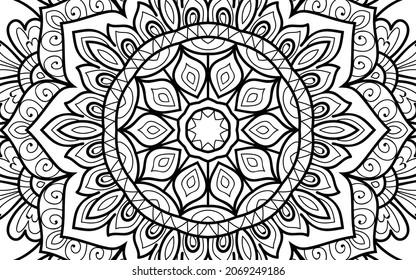 Dekorative Mandala Seite Zen tangle Design Farbbuchseite für Erwachsene Vektorgrafik Vorlage Vintage, Muster, Dekoration, Elemente, Henna, Mehndi.