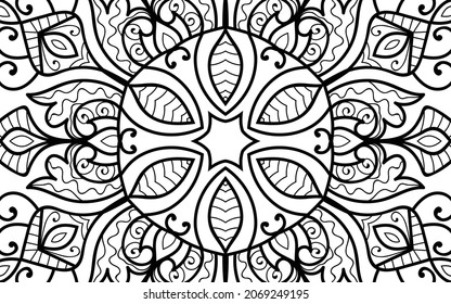 Decorative Mandala page zen tangle design colouring book page for adults vector illustration template Vintage, pattern, decorative, elements, Henna, Mehndi.