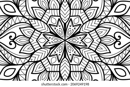 Decorative Mandala page zen tangle design colouring book page for adults vector illustration template Vintage, pattern, decorative, elements, Henna, Mehndi.