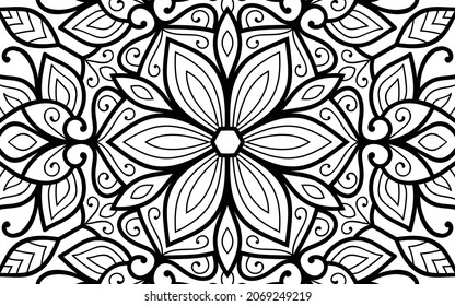 Decorative Mandala page zen tangle design colouring book page for adults vector illustration template Vintage, pattern, decorative, elements, Henna, Mehndi.