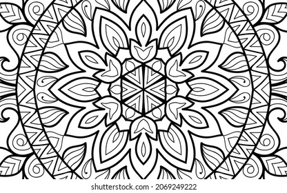 Decorative Mandala page zen tangle design colouring book page for adults vector illustration template Vintage, pattern, decorative, elements, Henna, Mehndi.