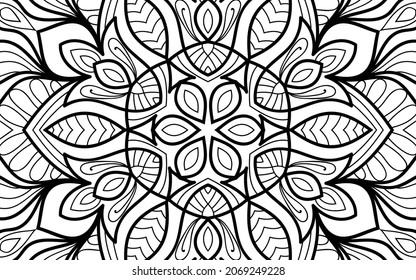 Decorative Mandala page zen tangle design colouring book page for adults vector illustration template Vintage, pattern, decorative, elements, Henna, Mehndi.