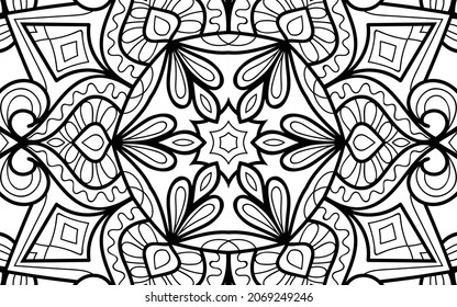 Decorative Mandala page zen tangle design colouring book page for adults vector illustration template Vintage, pattern, decorative, elements, Henna, Mehndi.