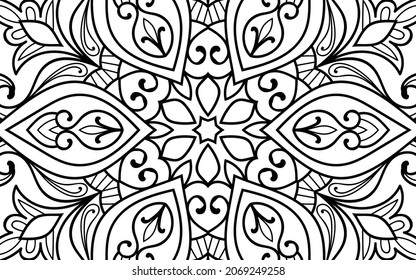 página decorativa Mandala página zen diseño maraña página de libro de colorear para adultos modelo de ilustración vectorial Vintage, patrón, decorativo, elementos, Henna, Mehndi.