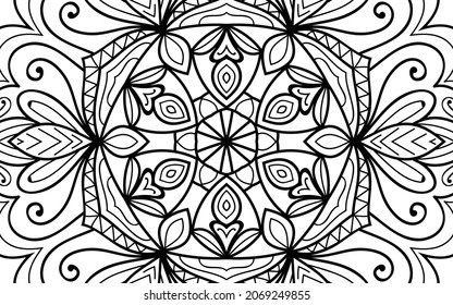 Decorative Mandala page zen tangle design colouring book page for adults vector illustration template Vintage, pattern, decorative, elements, Henna, Mehndi.