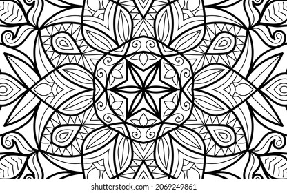 Decorative Mandala page zen tangle design colouring book page for adults vector illustration template Vintage, pattern, decorative, elements, Henna, Mehndi.