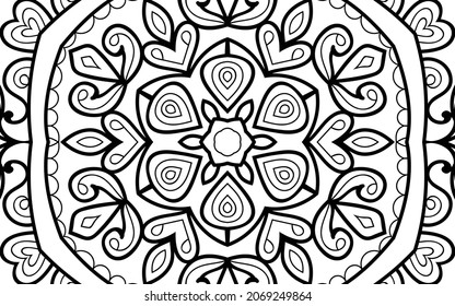 Dekorative Mandala Seite Zen tangle Design Farbbuchseite für Erwachsene Vektorgrafik Vorlage Vintage, Muster, Dekoration, Elemente, Henna, Mehndi.