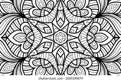 página decorativa Mandala página zen diseño maraña página de libro de colorear para adultos modelo de ilustración vectorial Vintage, patrón, decorativo, elementos, Henna, Mehndi.