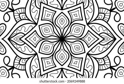 página decorativa Mandala página zen diseño maraña página de libro de colorear para adultos modelo de ilustración vectorial Vintage, patrón, decorativo, elementos, Henna, Mehndi.