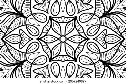 página decorativa Mandala página zen diseño maraña página de libro de colorear para adultos modelo de ilustración vectorial Vintage, patrón, decorativo, elementos, Henna, Mehndi.