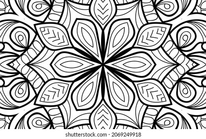Decorative Mandala page zen tangle design colouring book page for adults vector illustration template Vintage, pattern, decorative, elements, Henna, Mehndi.