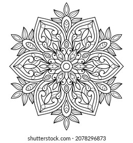 Dekorative Mandala Seite Zen tangle Design Farbbuchseite für Erwachsene Vektorgrafik Vorlage Vintage, Muster, Dekoration, Elemente, Henna, Mehndi.