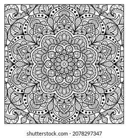 página decorativa Mandala página zen diseño maraña página de libro de colorear para adultos modelo de ilustración vectorial Vintage, patrón, decorativo, elementos, Henna, Mehndi.