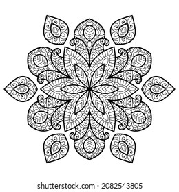 página decorativa Mandala página zen diseño maraña página de libro de colorear para adultos modelo de ilustración vectorial Vintage, patrón, decorativo, elementos, Henna, Mehndi.