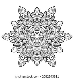 página decorativa Mandala página zen diseño maraña página de libro de colorear para adultos modelo de ilustración vectorial Vintage, patrón, decorativo, elementos, Henna, Mehndi.