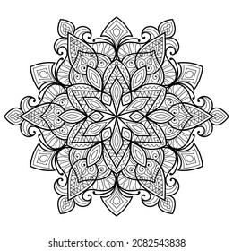 Decorative Mandala page zen tangle design colouring book page for adults vector illustration template Vintage, pattern, decorative, elements, Henna, Mehndi.