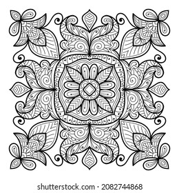 Decorative Mandala page zen tangle design colouring book page for adults vector illustration template Vintage, pattern, decorative, elements, Henna, Mehndi.