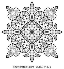 Decorative Mandala page zen tangle design colouring book page for adults vector illustration template Vintage, pattern, decorative, elements, Henna, Mehndi.