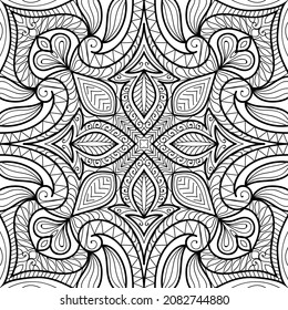 Decorative Mandala page zen tangle design colouring book page for adults vector illustration template Vintage, pattern, decorative, elements, Henna, Mehndi.