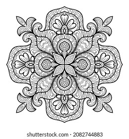 Decorative Mandala page zen tangle design colouring book page for adults vector illustration template Vintage, pattern, decorative, elements, Henna, Mehndi.