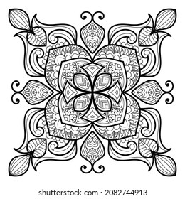 página decorativa Mandala página zen diseño maraña página de libro de colorear para adultos modelo de ilustración vectorial Vintage, patrón, decorativo, elementos, Henna, Mehndi.