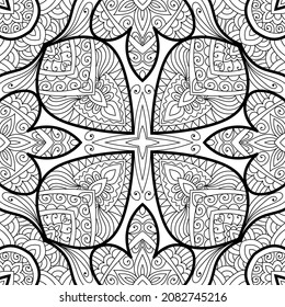 página decorativa Mandala página zen diseño maraña página de libro de colorear para adultos modelo de ilustración vectorial Vintage, patrón, decorativo, elementos, Henna, Mehndi.