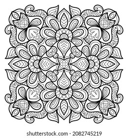 página decorativa Mandala página zen diseño maraña página de libro de colorear para adultos modelo de ilustración vectorial Vintage, patrón, decorativo, elementos, Henna, Mehndi.