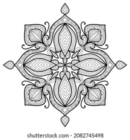 Decorative Mandala page zen tangle design colouring book page for adults vector illustration template Vintage, pattern, decorative, elements, Henna, Mehndi.