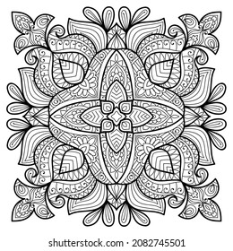 Decorative Mandala page zen tangle design colouring book page for adults vector illustration template Vintage, pattern, decorative, elements, Henna, Mehndi.