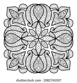 Decorative Mandala page zen tangle design colouring book page for adults vector illustration template Vintage, pattern, decorative, elements, Henna, Mehndi.