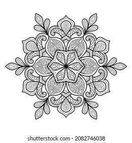 Decorative Mandala page zen tangle design colouring book page for adults vector illustration template Vintage, pattern, decorative, elements, Henna, Mehndi.
