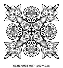 Dekorative Mandala Seite Zen tangle Design Farbbuchseite für Erwachsene Vektorgrafik Vorlage Vintage, Muster, Dekoration, Elemente, Henna, Mehndi.