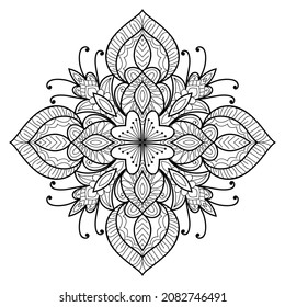 Decorative Mandala page zen tangle design colouring book page for adults vector illustration template Vintage, pattern, decorative, elements, Henna, Mehndi.