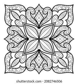 Decorative Mandala page zen tangle design colouring book page for adults vector illustration template Vintage, pattern, decorative, elements, Henna, Mehndi.