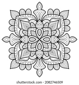 página decorativa Mandala página zen diseño maraña página de libro de colorear para adultos modelo de ilustración vectorial Vintage, patrón, decorativo, elementos, Henna, Mehndi.