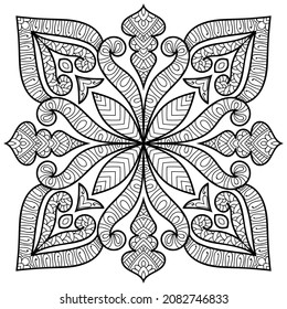 Decorative Mandala page zen tangle design colouring book page for adults vector illustration template Vintage, pattern, decorative, elements, Henna, Mehndi.