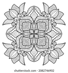 Decorative Mandala page zen tangle design colouring book page for adults vector illustration template Vintage, pattern, decorative, elements, Henna, Mehndi.