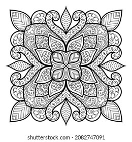 página decorativa Mandala página zen diseño maraña página de libro de colorear para adultos modelo de ilustración vectorial Vintage, patrón, decorativo, elementos, Henna, Mehndi.