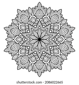 Decorative Mandala page zen tangle design colouring book page for adults vector illustration template Vintage, pattern, decorative, elements, Henna, Mehndi