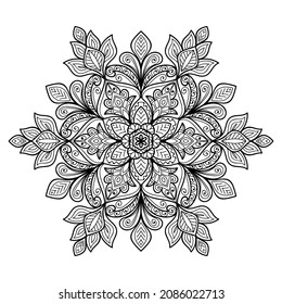 Decorative Mandala page zen tangle design colouring book page for adults vector illustration template Vintage, pattern, decorative, elements, Henna, Mehndi