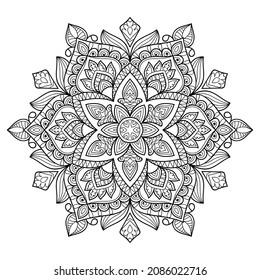 Decorative Mandala page zen tangle design colouring book page for adults vector illustration template Vintage, pattern, decorative, elements, Henna, Mehndi